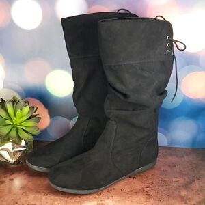 Arizona | Katy Black Wide Calf Vegan Suede Slouchy Boots